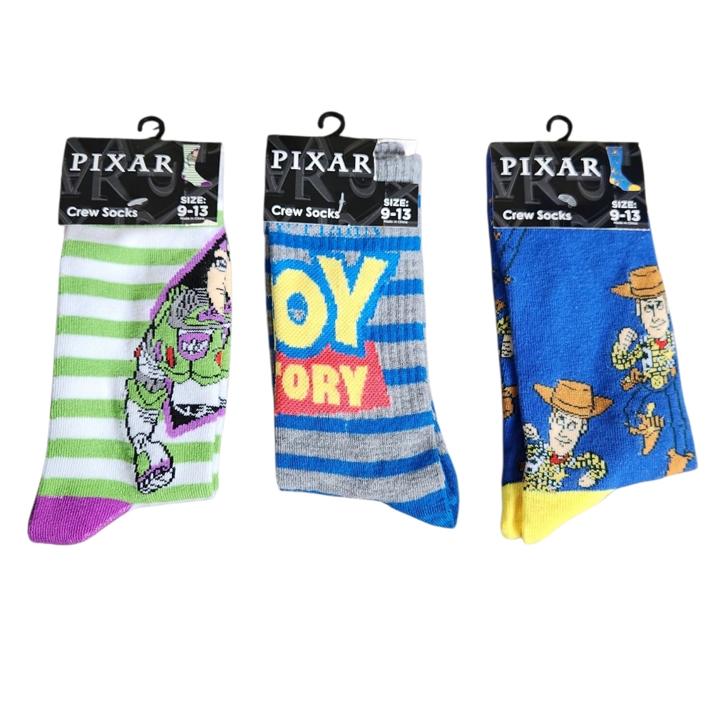 Disney‎ Pixar Toys Story Woody & Buzz Character Fun Novelty Unisex Crew Socks